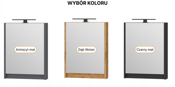 OMEBLE Szafa szafka łazienkowa wisząca z lustrem 50 lakier biały połysk LED 19