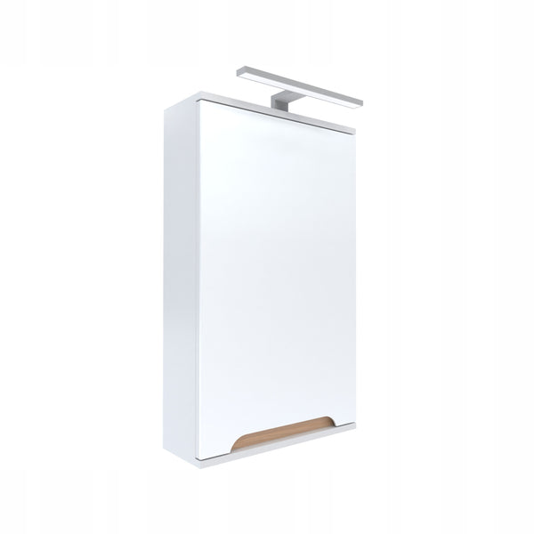 Szafka z lustrem 45x16x75 biała/dąb LED chrom Omeble