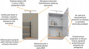 Szafka z lustrem 45x16x75 biała/dąb LED chrom Omeble 11