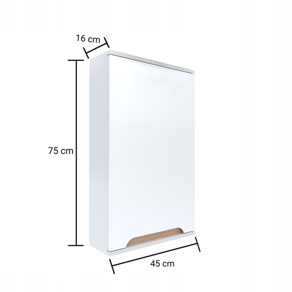 Szafka z lustrem biała 45x16x75 biały/dąb Omeble 3