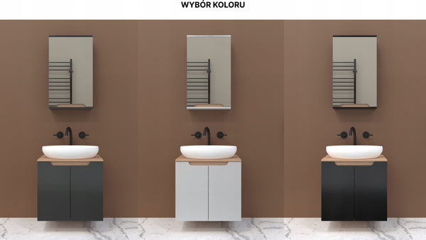 Szafka z lustrem biała 45x16x75 biały/dąb Omeble 10