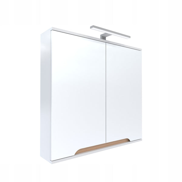 Szafka z lustrem 60x16x75cm biała/dąb LED chrom Omeble