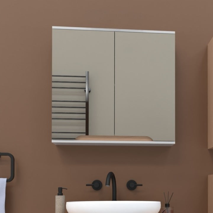 Szafka z lustrem biała 60x16x75 biały/dąb Omeble 2