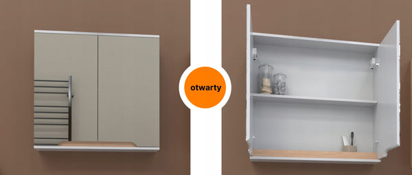 Szafka z lustrem biała 60x16x75 biały/dąb Omeble 7