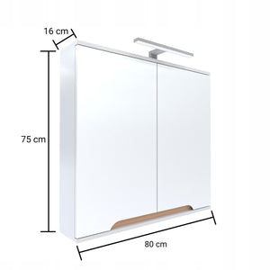 Szafka z lustrem 80x16x75 biała/dąb LED chrom Omeble 2
