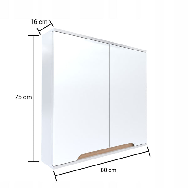 Szafka z lustrem 80x16x75 biały biała/dąb Omeble 2