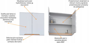 Szafka z lustrem 80x16x75 biały biała/dąb Omeble 8