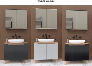 Szafka z lustrem 80x16x75 biały biała/dąb Omeble 9