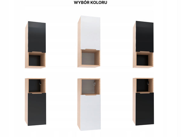 Szafka boczna biała 75x30x30 łazienkowa wisząca biały/dąb, Omeble 15