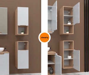 Szafka boczna biała 75x30x30 łazienkowa wisząca biały/dąb, Omeble 13