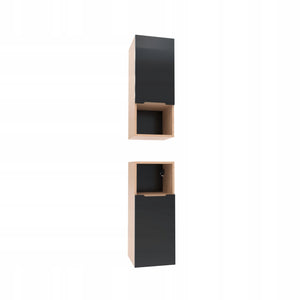 Szafka boczna szara 75x30x30 łazienkowa wisząca szary mat/dąb, Omeble