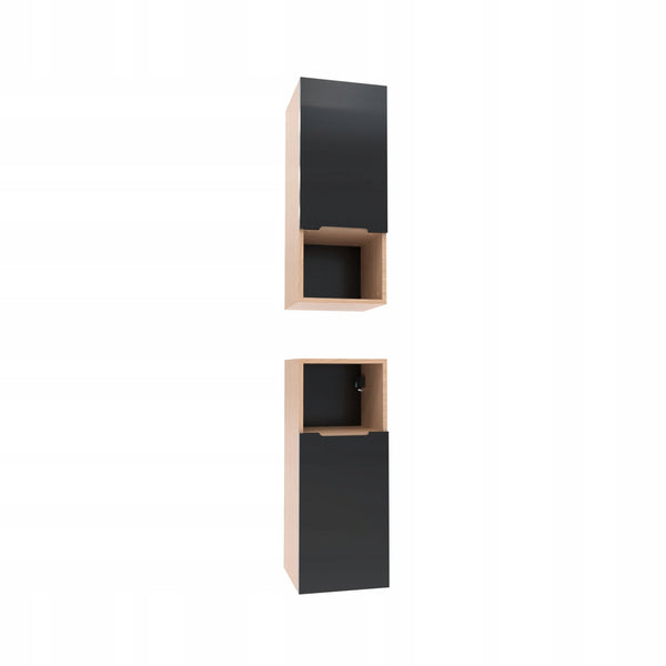 Szafka boczna szara 75x30x30 łazienkowa wisząca szary mat/dąb, Omeble