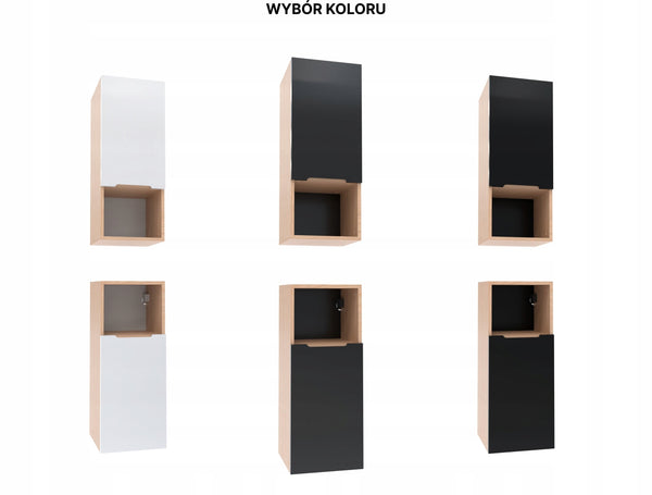 Szafka boczna szara 75x30x30 łazienkowa wisząca szary mat/dąb, Omeble 11