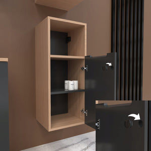 Szafka boczna szara 75x30x30 łazienkowa wisząca szary mat/dąb, Omeble 8
