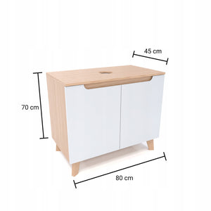 Szafka pod umywalkę biała dwudrzwiowa 80 x 45 x 70 cm dąb słoneczny, biały 8