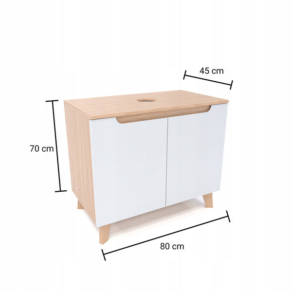 Szafka pod umywalkę biała dwudrzwiowa 80 x 45 x 70 cm dąb słoneczny, biały 8