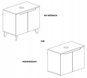 Szafka pod umywalkę dwudrzwiowa czarne 60x45x70 dąb słoneczny wisząca/stoją 11