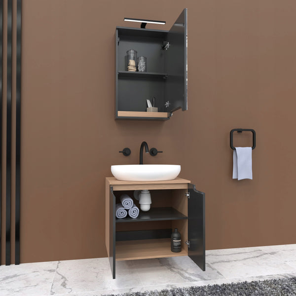 Szafka pod umywalkę dwudrzwiowa GRAFIT 60x45x70 dąb słoneczny wisząca/stoją 3