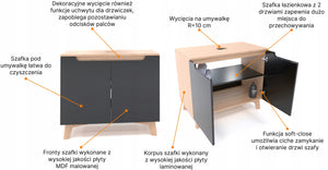 Szafka pod umywalkę dwudrzwiowa GRAFIT 60x45x70 dąb słoneczny wisząca/stoją 9