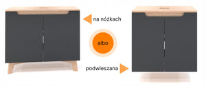 Szafka pod umywalkę dwudrzwiowa GRAFIT 60x45x70 dąb słoneczny wisząca/stoją 10