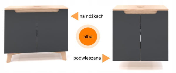 Szafka pod umywalkę dwudrzwiowa GRAFIT 60x45x70 dąb słoneczny wisząca/stoją 10