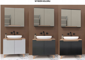 Szafka z lustrem szara 60 x 16 x 75 cm GRAFIT/dąb słoneczny, półmat Omeble 8