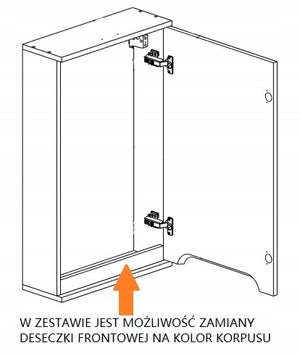 Szafka z lustrem dwudrzwiowa 60x16x75 GRAFIT/dąb, lampa LED 40cm, Omeble 9