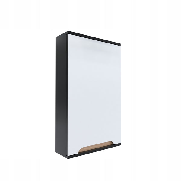 Szafka z lustrem czarna 45x16x75 czarny/dąb Omeble