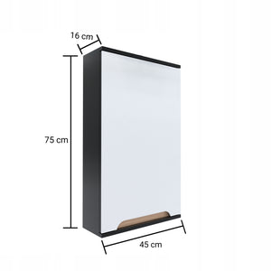 Szafka z lustrem czarna 45x16x75 czarny/dąb Omeble 2