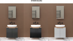 Szafka z lustrem czarna 45x16x75 czarny/dąb Omeble 8