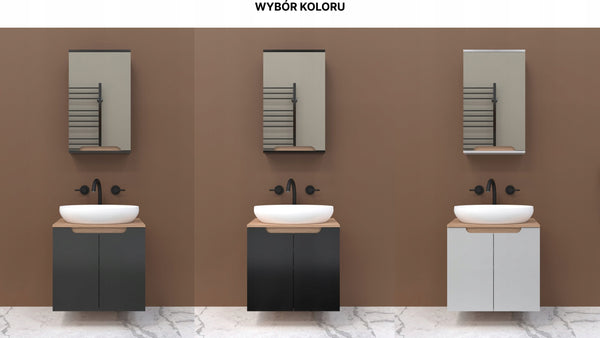 Szafka z lustrem czarna 45x16x75 czarny/dąb Omeble 8