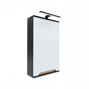 Szafka z lustrem czarna 45x16x75 czarny/dąb LED Omeble
