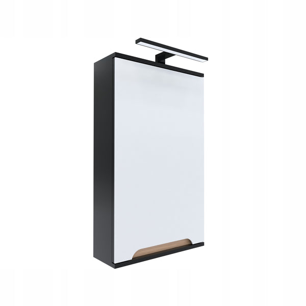 Szafka z lustrem czarna 45x16x75 czarny/dąb LED Omeble