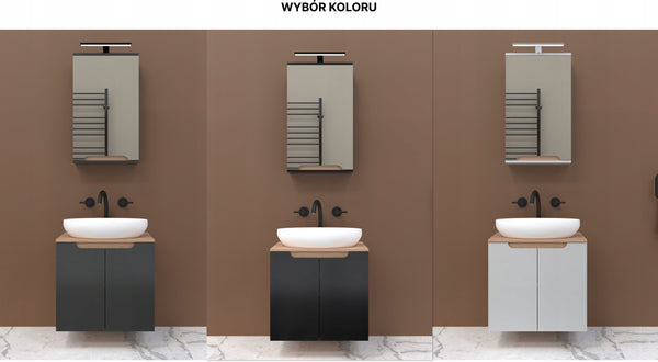 Szafka z lustrem czarna 45x16x75 czarny/dąb LED Omeble 13