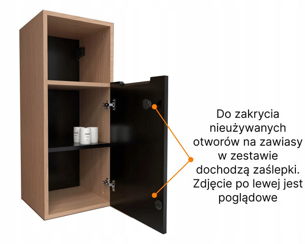 Szafka z lustrem czarna 45x16x75 czarny/dąb LED Omeble 14