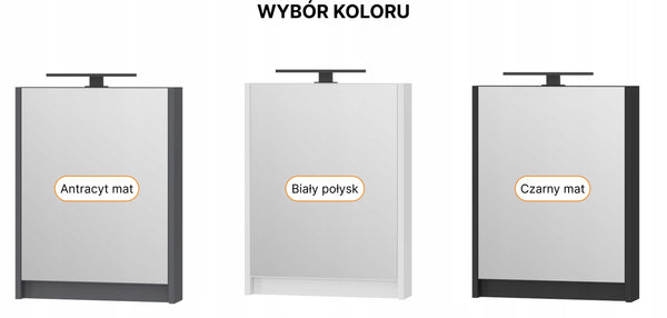 Szafka łazienkowa 40 z lustrem i LED Dąb Wotan Omeble 14