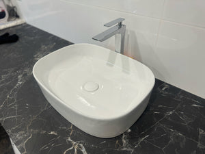 Bateria nablatowa Łazienkowa chrom kwadrat wysoki kran 24x16cm Mosiądz 8