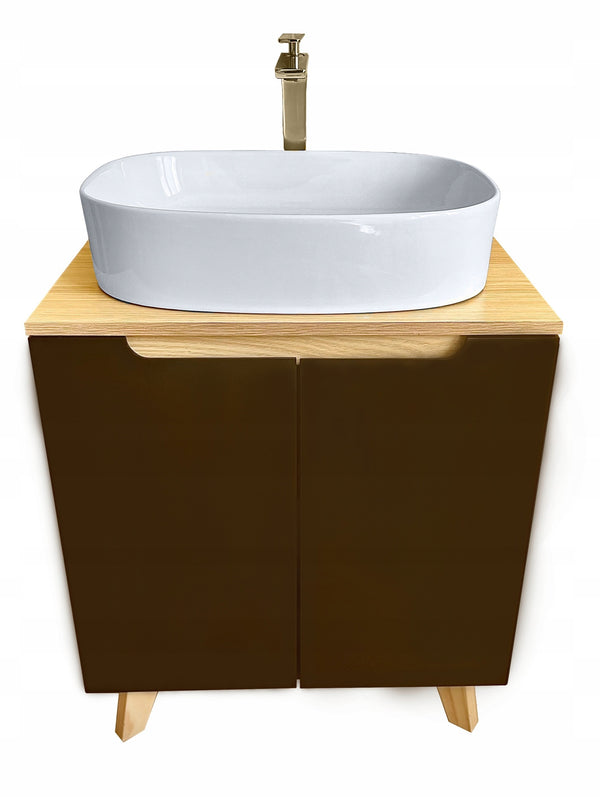 Bateria nablatowa Łazienkowa chrom kwadrat wysoki kran 24x16cm Mosiądz 14