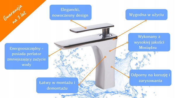 Bateria nablatowa Łazienkowa chrom prostokątna kran 13x13 cm Mosiądz Omeble 11