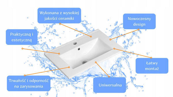 Umywalka naszafkowa 60x39x17 biała prostokątna ceramiczna Omeble 9