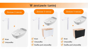 Bateria nablatowa Łazienkowa wysoka okrągła kran biały mat 24x16cm mosiądz 12