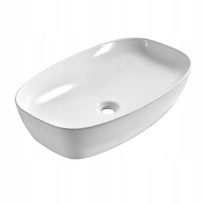 Umywalka nablatowa 60x38x14 biała owalna zaokrąglona ceramiczna Omeble 5