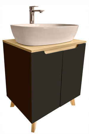 Umywalka nablatowa 60x38x14 biała owalna zaokrąglona ceramiczna Omeble 9