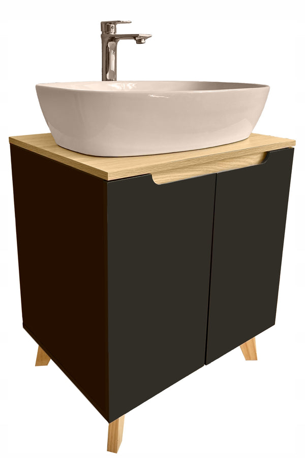 Umywalka nablatowa 60x38x14 biała owalna zaokrąglona ceramiczna Omeble 9