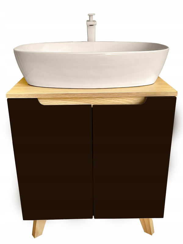 Umywalka nablatowa 60x38x14 biała owalna zaokrąglona ceramiczna Omeble 11