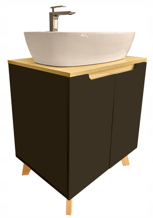 Umywalka nablatowa 60x38x14 biała owalna zaokrąglona ceramiczna Omeble 12