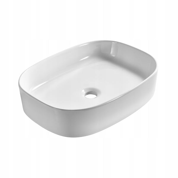 Umywalka nablatowa 51x37x12 biała owalna zaokrąglona ceramiczna Omeble 5