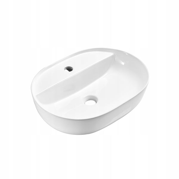 Umywalka nablatowa 50x40x13 biała owalna zaokrąglona ceramiczna Omeble 5