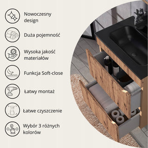 Ryflowana Szafka podumywalkowa 60 DĄB/KASZMIR 2 szuflady Omeble. 12