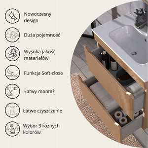 Ryflowana Szafka podumywalkowa 70 KASZMIR 2 szuflady Omeble. 9
